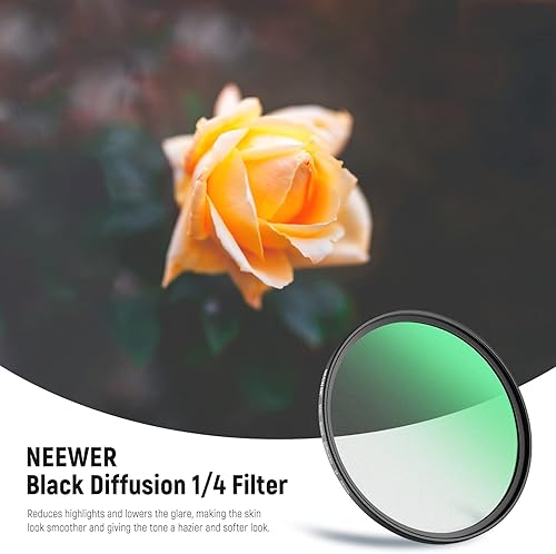 Vista 127 de NEEWER Difusión negra de 3.031 in, 1 filtro de niebla de ensueño, filtro de efecto cinematográfico, ultra delgado, repelente al agua, resistente a