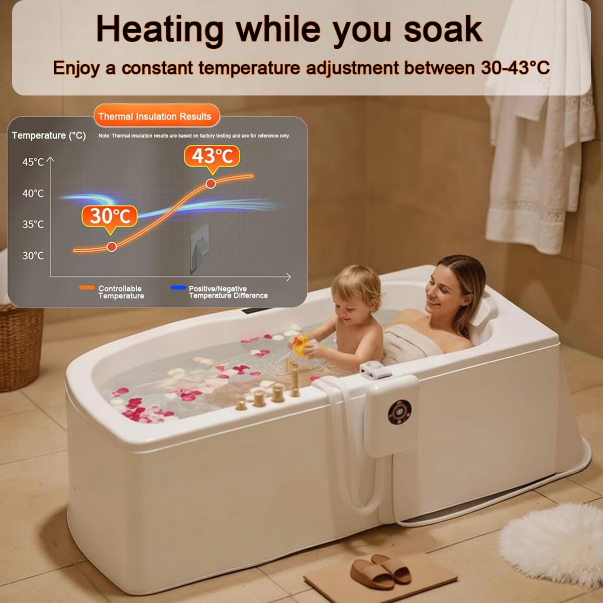 Riscaldatore Piscina-1200W Riscaldatore Per Vasca Da Bagno ，Separazione Acqua Ed Elettricità，Protezione Dal Surriscaldamento，Adatto Per Vasche Idromassaggio, Piccole Piscine
