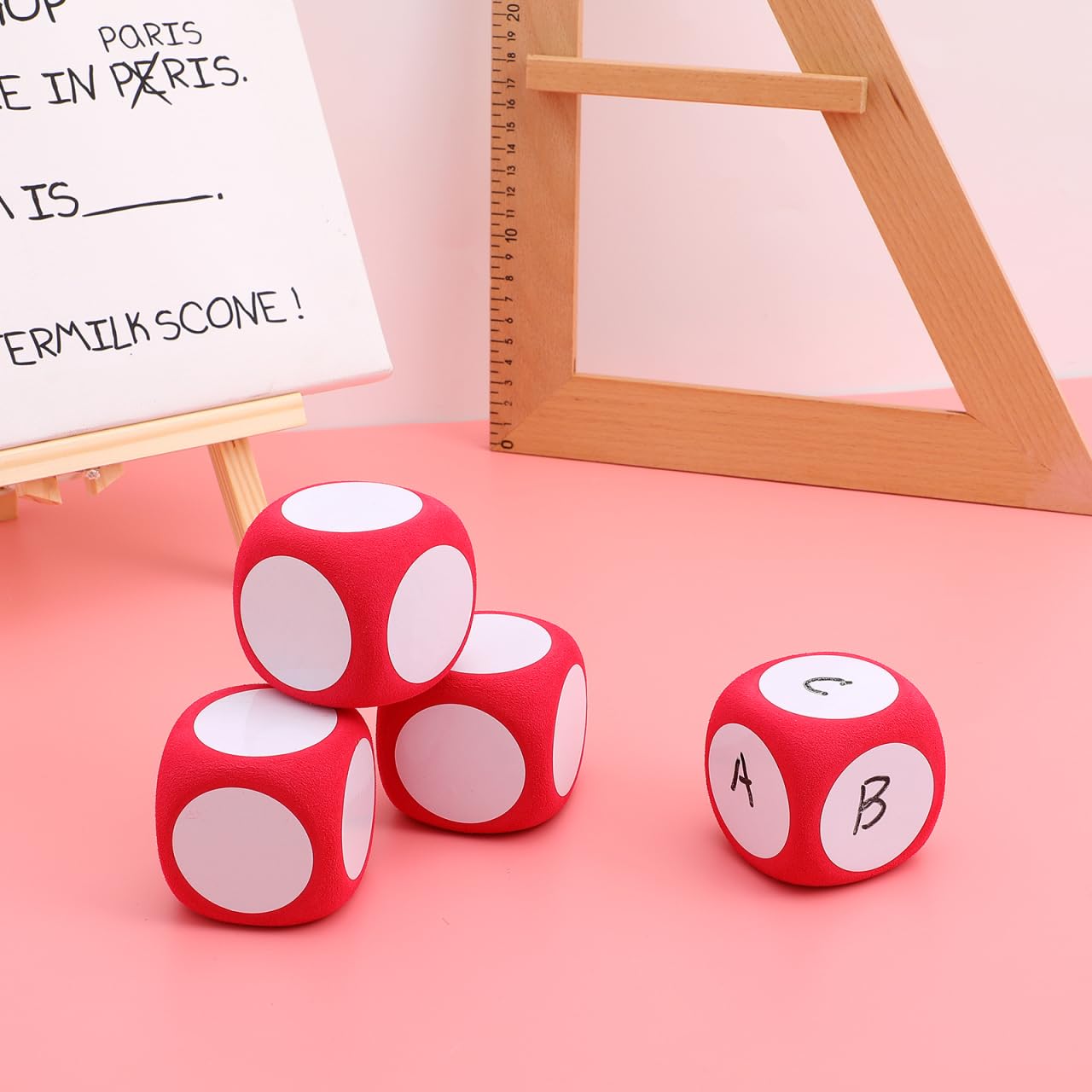 Cubi In Schiuma Lavabili VICASKY 6 Cm – Set Da 4, Bianchi E Rossi, Per Giochi E Didattica