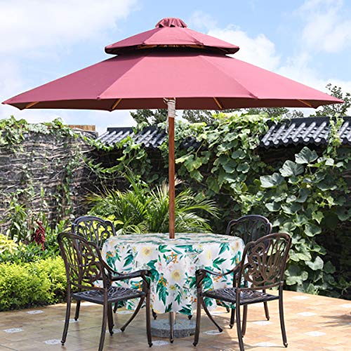 Ehousehome Outdoor and Indoor 60inch Round Tablecloth with Umbrella Hole and Zipper, Waterproof Zippered Patio Table Cloths, Spring/Summer Table Covers for Backyard Circular Table/BBQs/Picnic
