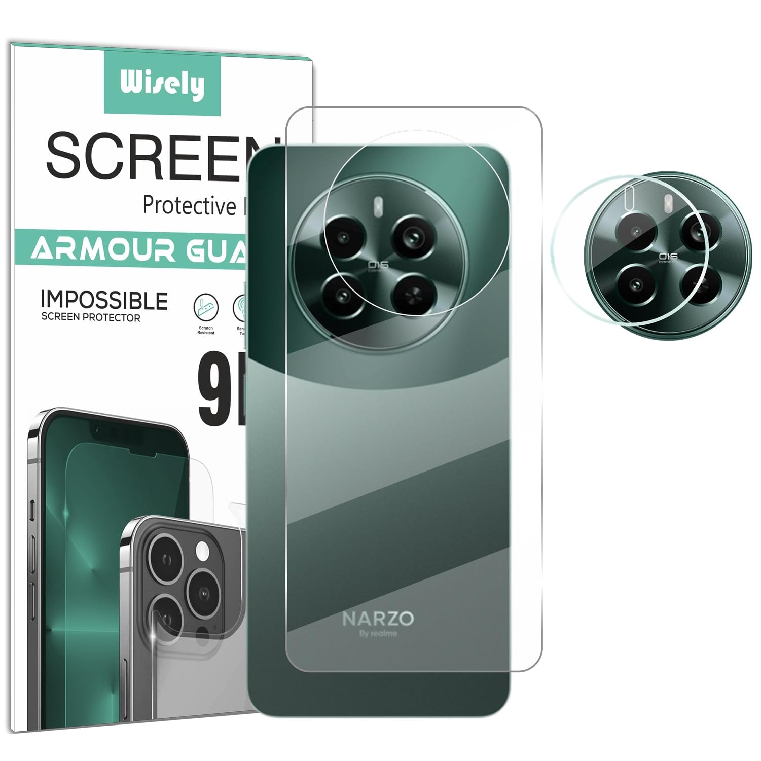 Wisely 2in1 Camera Lens Nano Glass + Anti Scratch TPU Back Guard Screen Protector for Realme Narzo 70 Pro 5G - |Back + Camera Guard| (B0D26C5V43) Amazon Price History, Amazon Price Tracker
