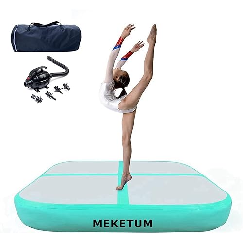 Air Roller Gymnastics Barrel Tumbling Mat Inflatable Air Spot Tumble Track Mat Backbend Trainer with Electric Air Pump for Training/Yoga/Backflip/Home Use