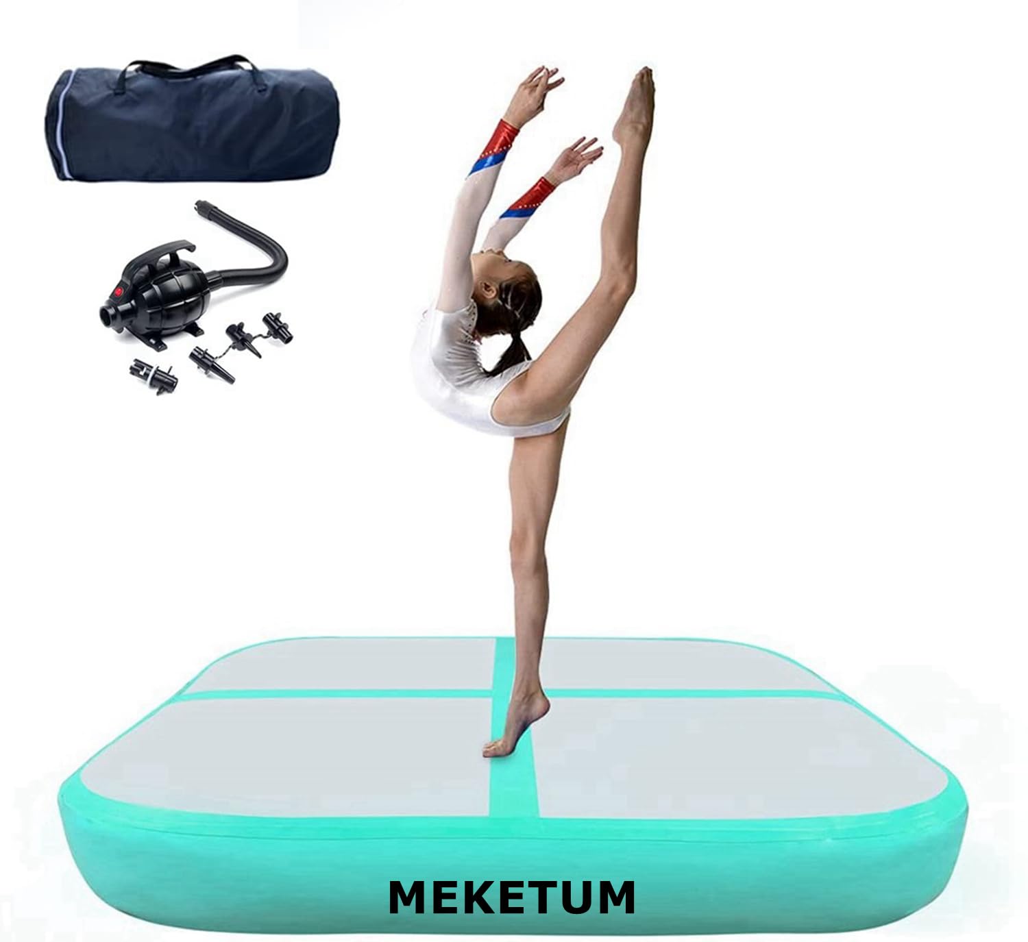 Air Roller Gymnastics Barrel Tumbling Mat Inflatable 60/75/90 CM Air Spot Tumble Track Mat Backbend Trainer with Electric Air Pump for Training/Yoga/Backflip/Home Use