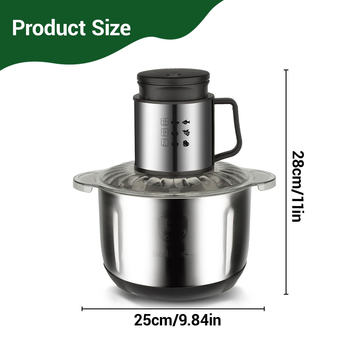 Tritatutto Elettrico 1000W, Robot da Cucina da 5L con 6 Lame in Acciaio Inox a Doppio Livello, 2 Velocità, Tritacarne da Cucina per Carne, Verdure, Frutta, Cipolla