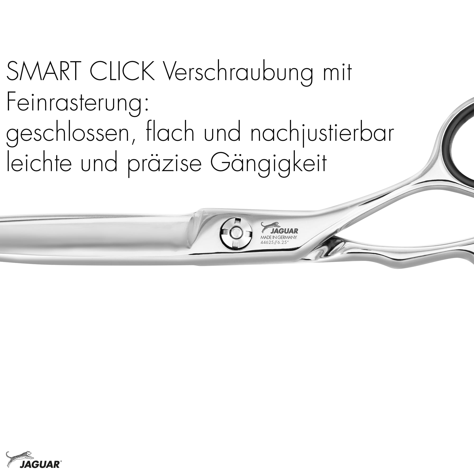 JAGUAR Haarschere HERA 5.75“ | ergonomische Griffstellung | Friseurschere im Crane-Design | angeschmiedeter Fingerhaken und abgerundetes Dolchblatt | poliert | Made in Germany