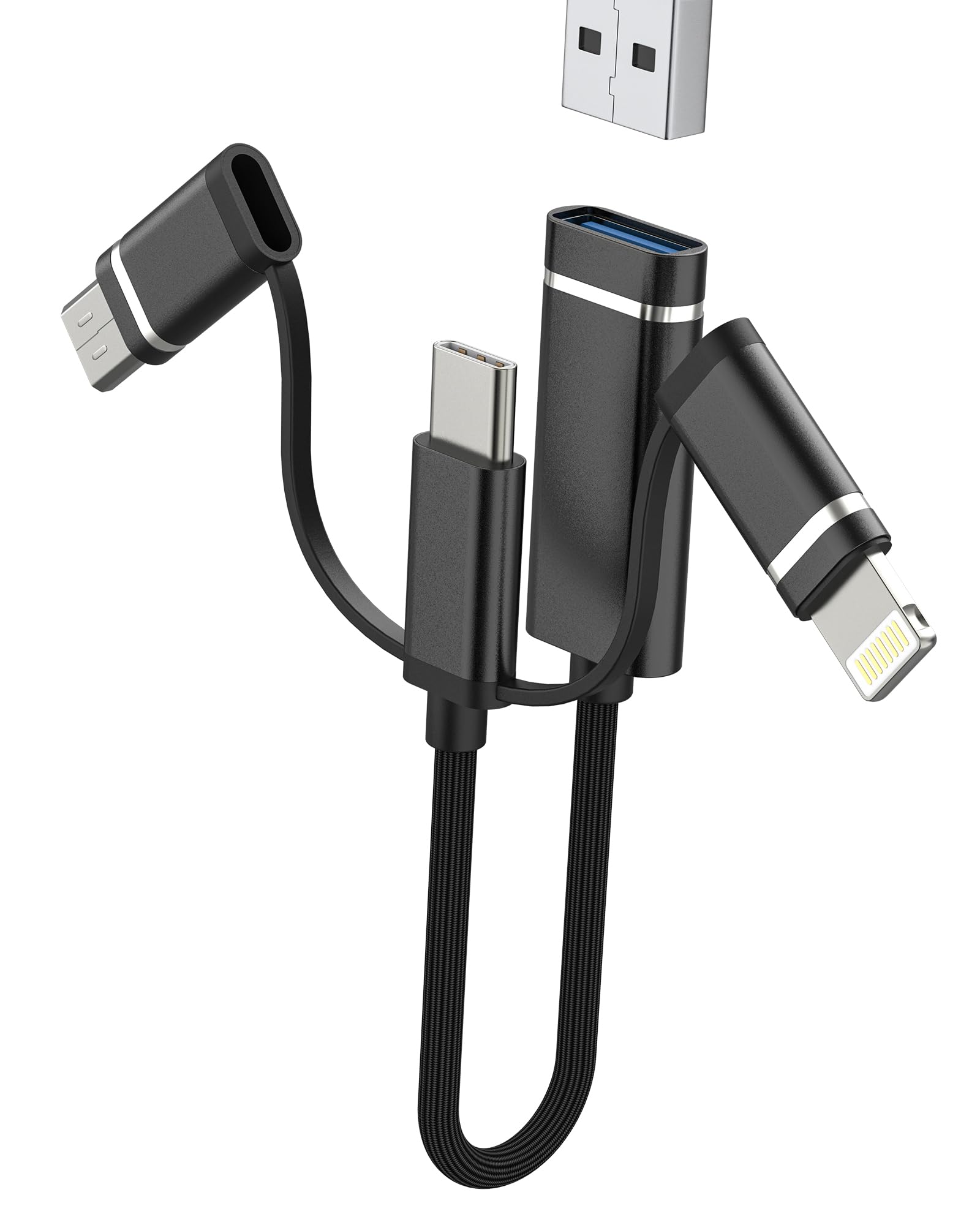 USB C OTG Cable Adapter (3in1) Lightning Micro USB Type C Converter for Apple for iPhone 16 15 14 Pro Max MacBook Compatible for Samsung Android Laptop Flash Drive Camera for iPad Computer Port Dongle