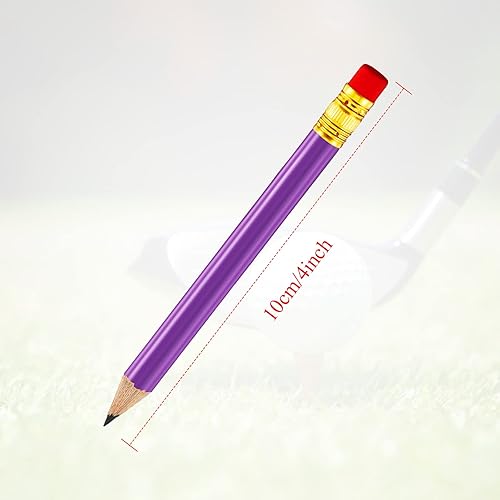 Miniatura 2 de Outus 72 lápices de golf con borrador, mini a granel corto #2 HB preafilado para despedida de soltera, boda, oficina (morado)
