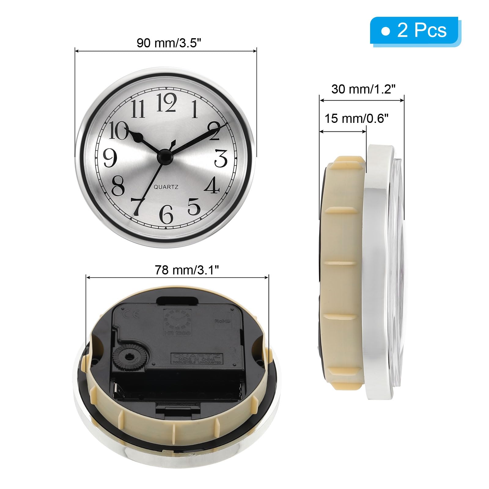 PATIKIL 3.5" 90mm Quartz Clock Insert - Image 2