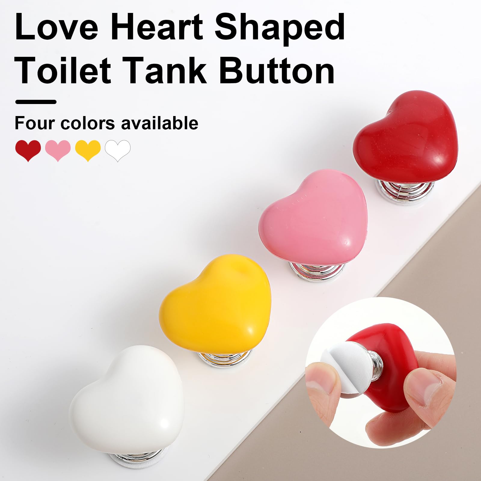 Bewudy 4 Pcs Toilet Button Pusher, Love Heart Shaped Toilet Tank Button Toilet Flush Button Pusher - Image 2