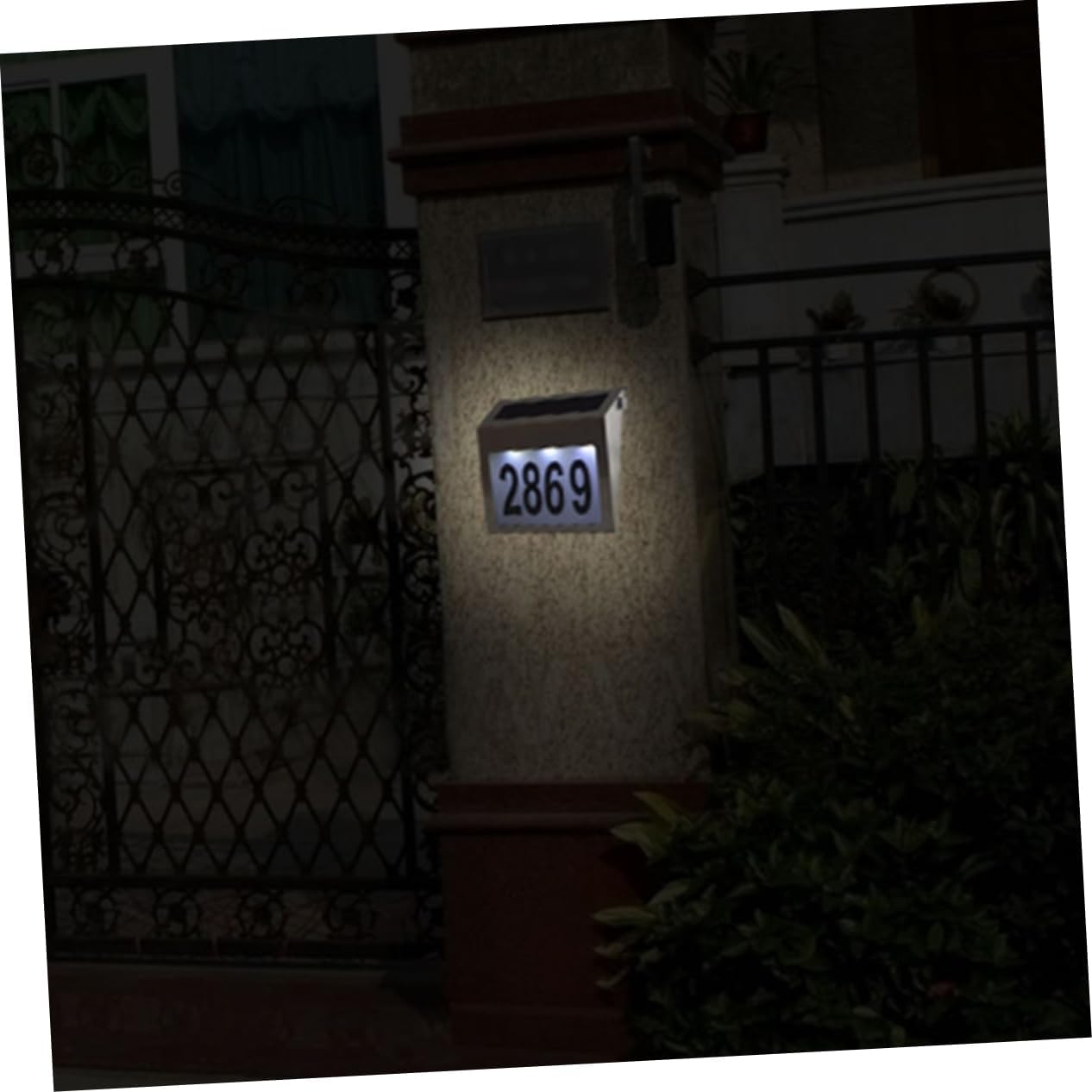 Outdoor Solar Address Sign Led Lights Stainless Steel Weatherproof Easy Installation Identifiable Night Visibility