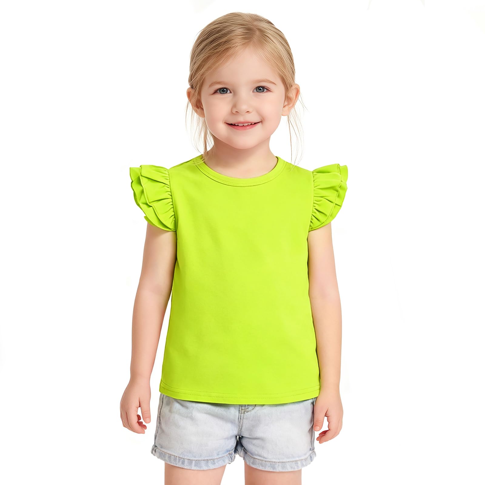 Toddler Baby Girls Solid Color Ruffle T Shirt