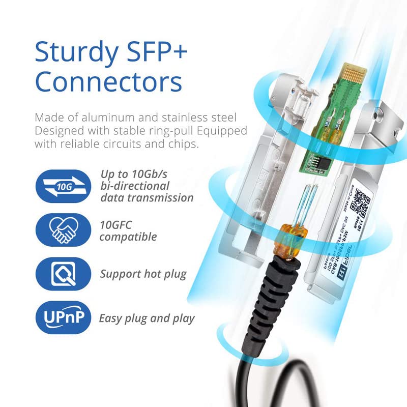 Image of H!Fiber 4 Pack SFP+ Cable, 10G SFP+ DAC, 0.25M(0.82ft), Passive Direct Attach Copper Twinax Cable for Cisc SFP-H10GB-CU0.25M, Ubiquiti UniFi UC-DAC-SFP+, Meraki, Mikrotik, Intel, Fortinet, Netgear