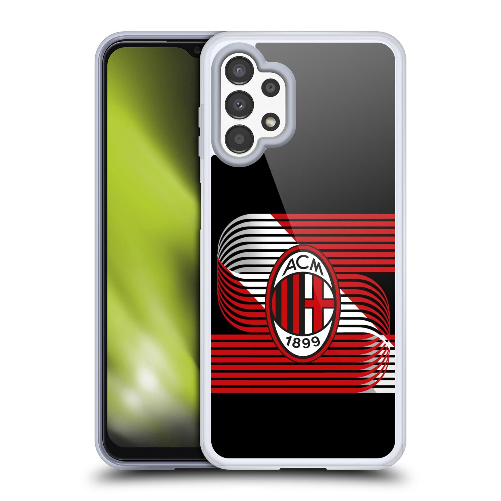Head Case Designs Officially Licensed AC Milan Diagonal Crest Patterns Gel Case [Military Grade Protection] Compatible with Samsung Galaxy A13 (2022)
