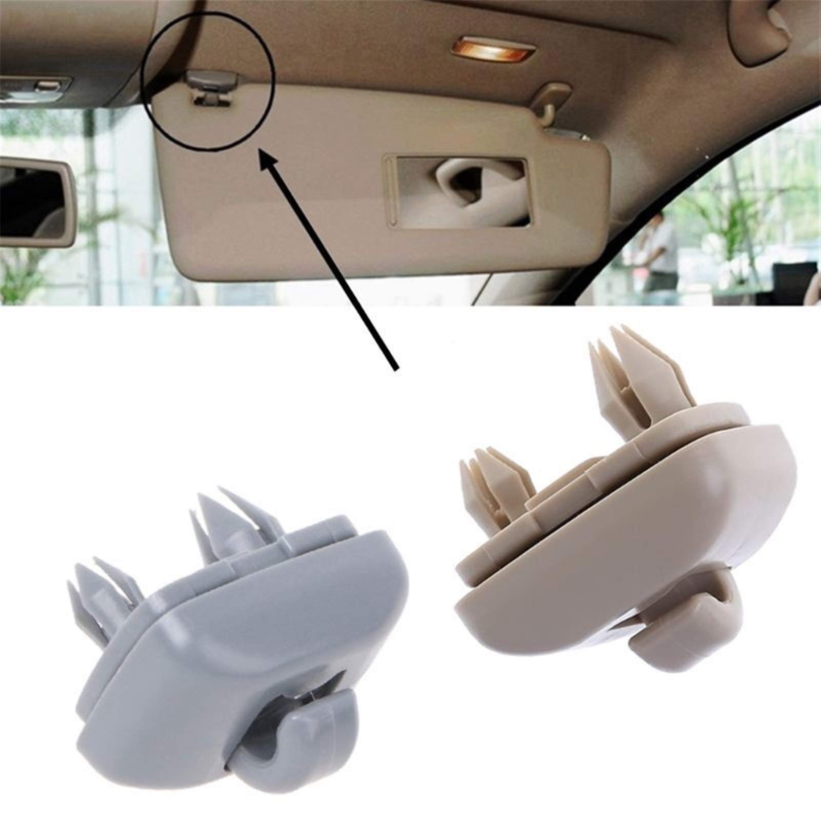 Auto Sun Visor Clip,Sun Visor Clip Hook 2PC Plastic Gray/Beige Sun Visor Clip Hook Holder For Audi A1 A3 A4 A5 Q3 Q5 2013 2014 2015 (Color : Gray - View #4