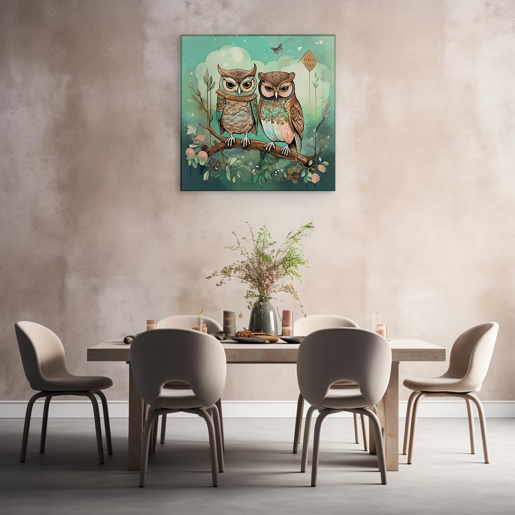 Canvas for Living room. Whispering Feathers: A Serene Encounter with Nature's Vigilant Observers, 27 x 18 inch Canvas Wall Art - Expansive Panoramas - Modern Home Decor - 69x46 cm (27x18 inch)
