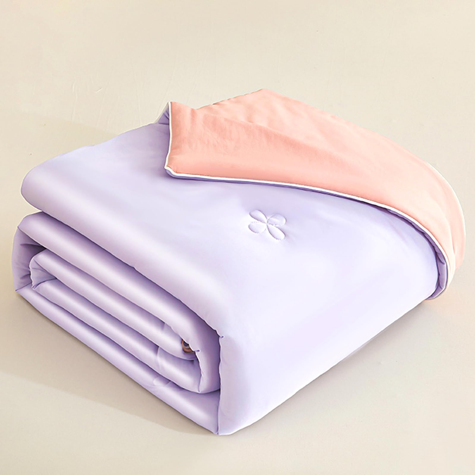 Zcxryfl Purple Summer Cool Quilt Thin Breathable Quilts Single/Double Skin-Friendly Duvet, For Sofa Throw/Lunch Break Blanket/Hot Nights, Polyester And Knitted Cotton Fabric, Washable(Double: 180X200cm,)