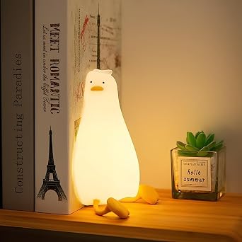 Çocuk Gece Lambası Yumuşak Dokunmatik RGB Renk Modu,Emzirme Işığı Bebek Odası,Dokunmatik Kontrol, USB Şarjı (BPA İÇERMEZ) (Ördek) [Enerji Sınıfı A]