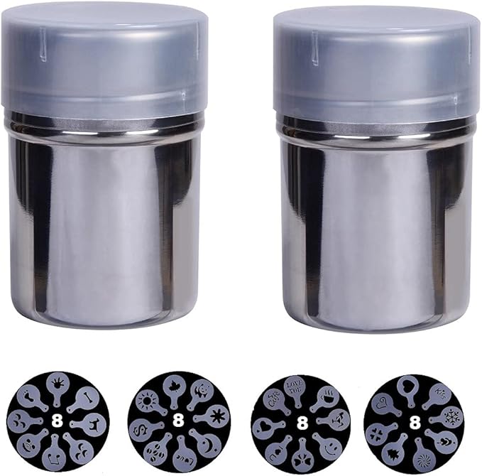 2 Pack Powdered Sugar Shaker With Lid Cinnamon Shaker