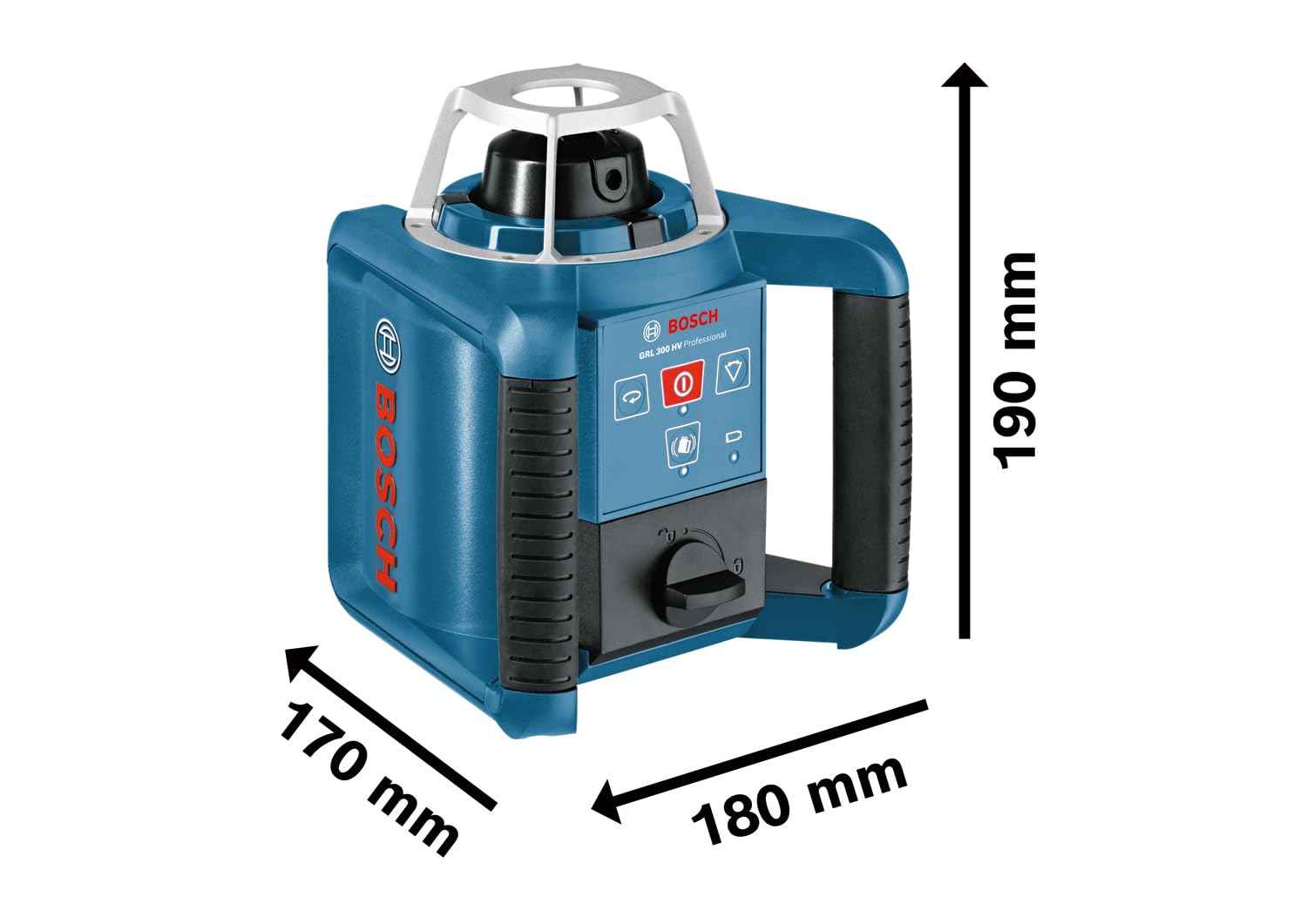 Bosch Professional Laser Rotatif GRL 300 HV (Laser Rouge, Cellule de Réception LR 1 avec support, Portée : jusqu'à 300 m (Diamètre), piles (2xD, 1x9V), Chargeur, dans L-Boxx)