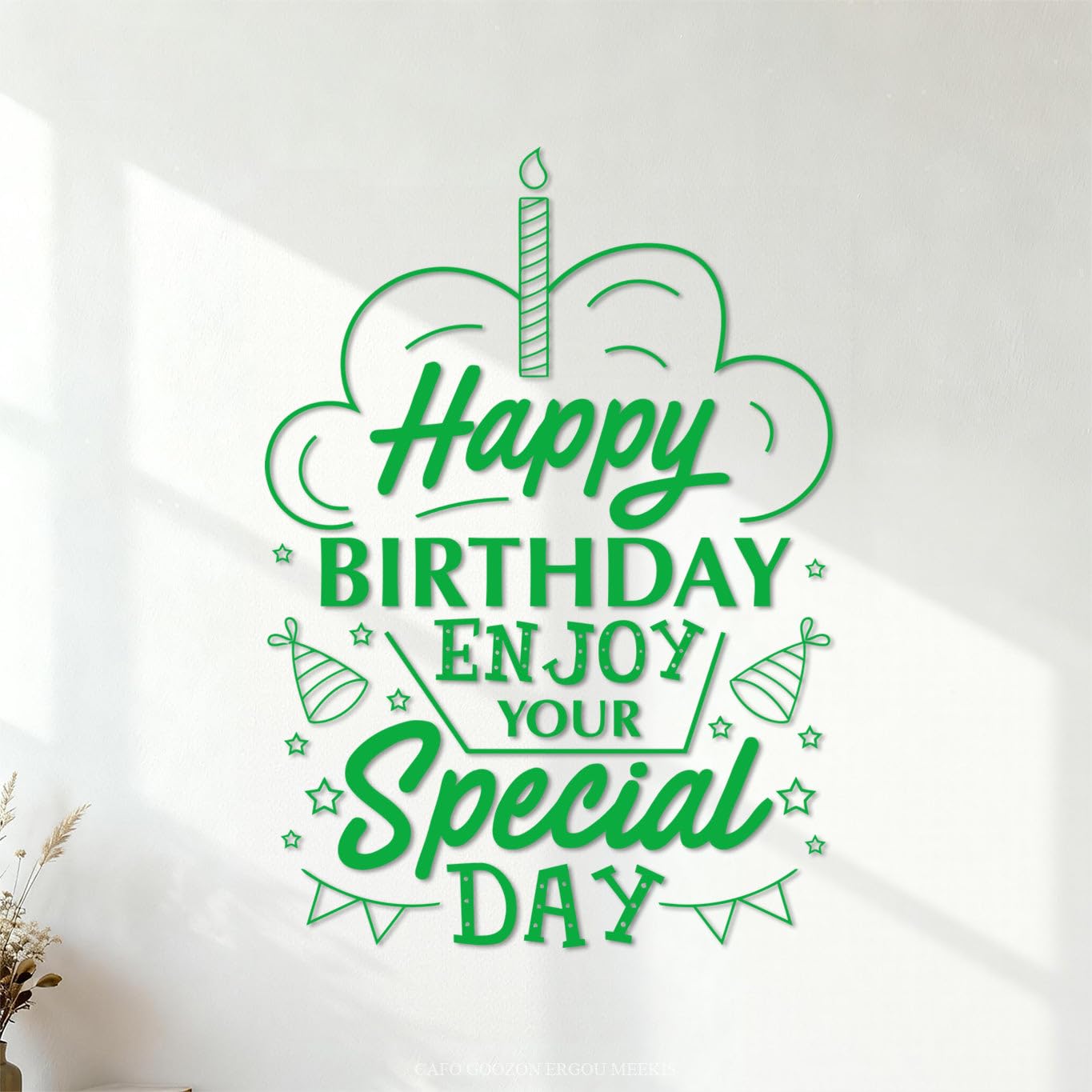 Engraving Decals Happy Birthday Enjoy Your Special Day Tshirt 51x72cm Art Decoration Green