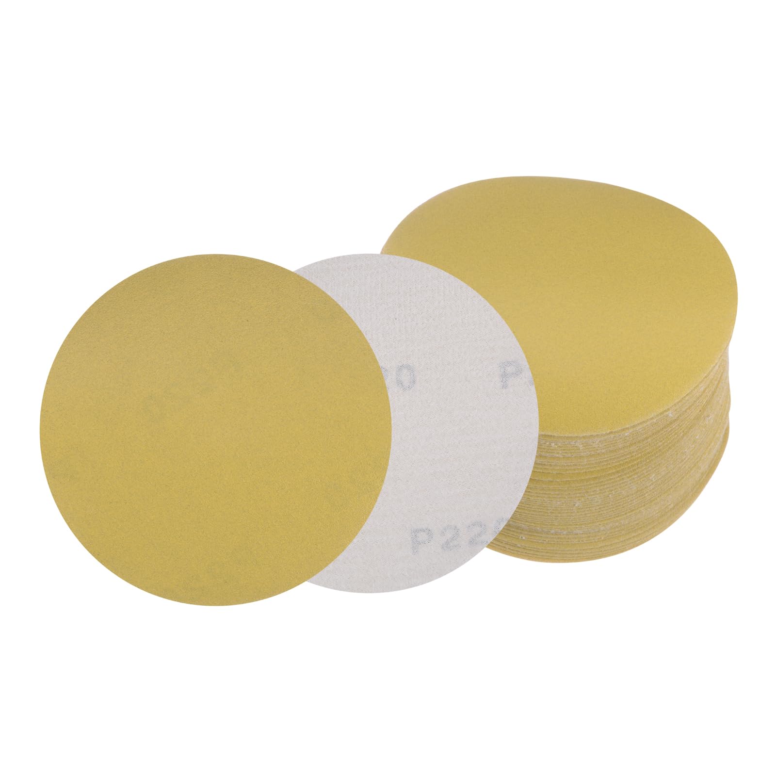 Kozelo 50pcs No Hole Sanding Discs- [ 5 Inch 220 Grit ] Round Hook and Loop Grip Sanding Pads Sheet Sandpaper for Woodworking Metal Polishing Use|
