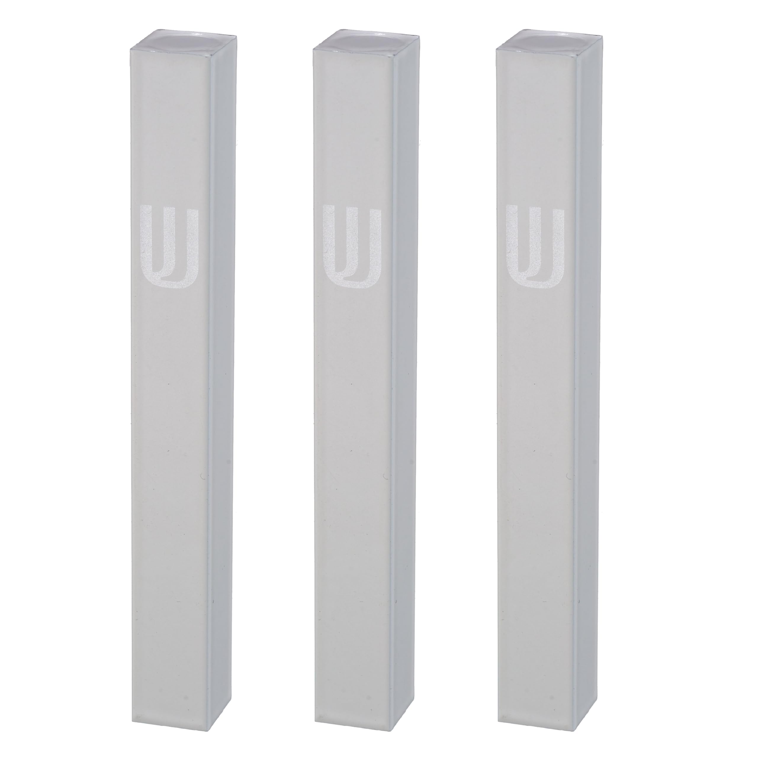 MASORET 3* Aluminum Mezuzah Case - White Matte Tone Modern Design 5" 12cm Hebrew Parchment Scroll Case