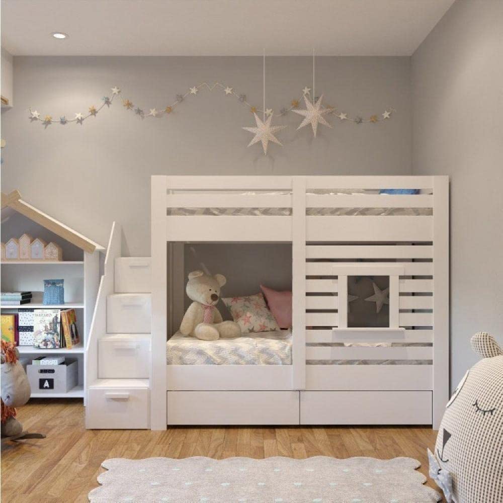 Detailed dimensions of the Casatema Star Plus Bunk Bed, showing overall length, height, width, and staircase dimensions.