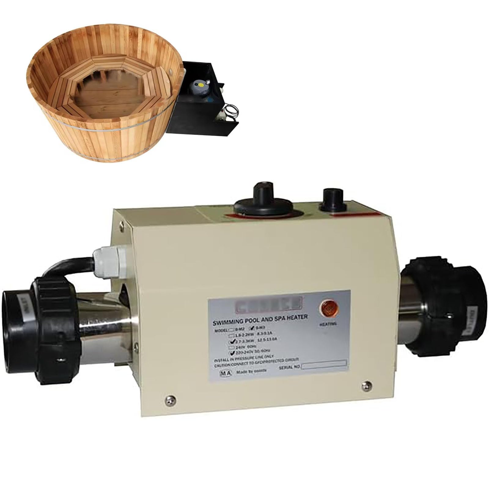 3 KW Elektrischer Schwimmbadheizung, 220 -V -Bad -Whirlpool Thermostat, Automatische Temperaturregelung Mit Einem Thermostat Ausgestattet. Schalten Sie Automatisch Bei Hoher Temperatur Für Massage -Wh