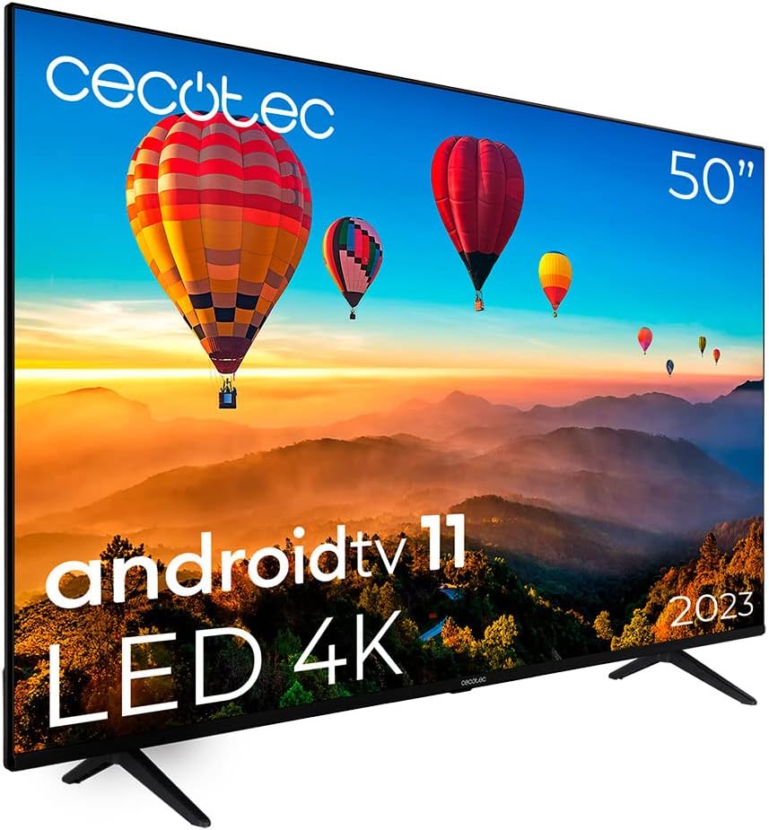 Cecotec Smart TV LED 50 serie A1 ALU10050S. 4K UHD, Android 11, design senza cornice, MEMC, Dolby Vision e Dolby Atmos, HDR10, modello 2024 [Classe di efficienza energetica E]