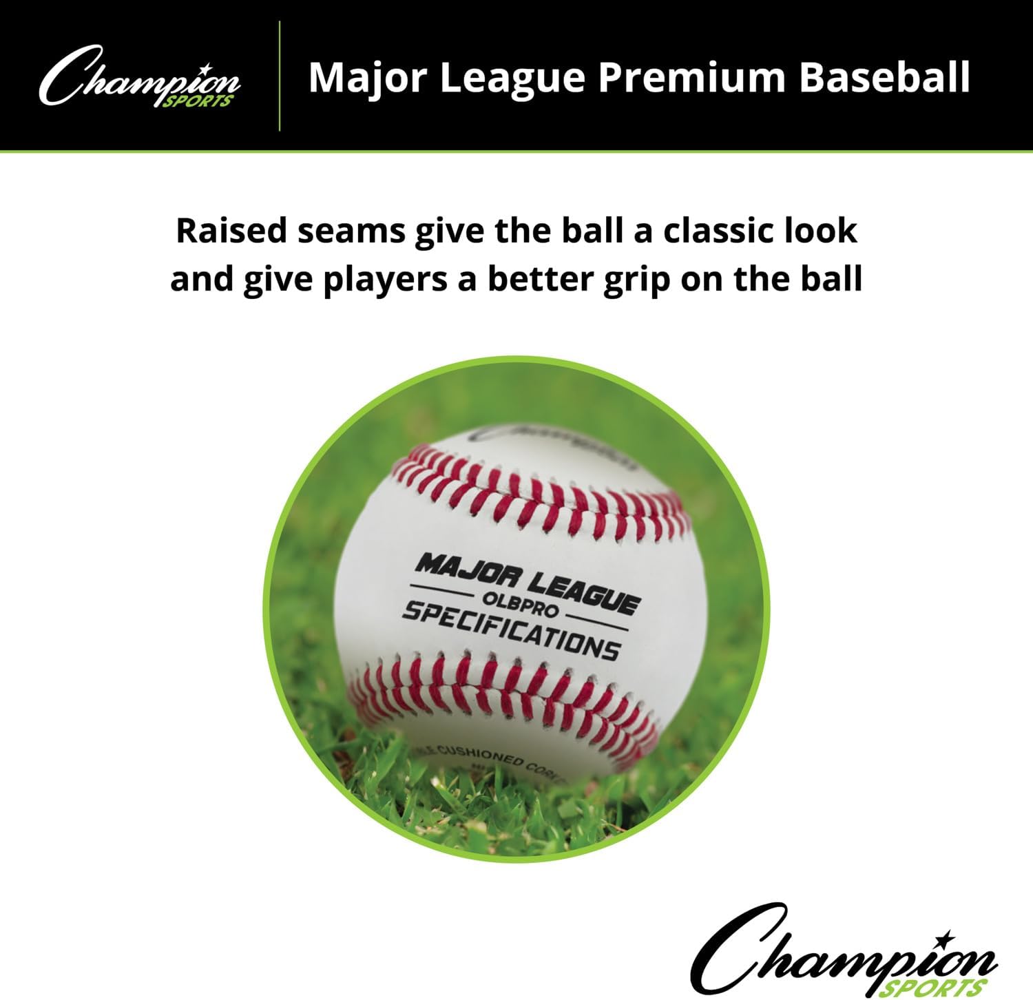 Champion Sports Leather Baseball Set: Dozen Indoor / Outdoor Genuine Leather Official League Baseballs for Practice Training or Real Game - OLBPRO Pack of 12