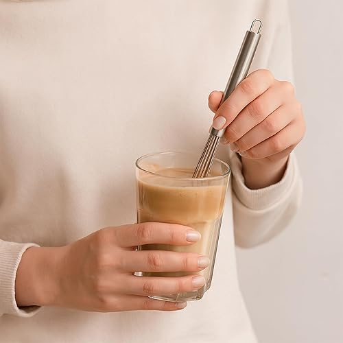 Miniatura 10 de Batidor de bola de acero inoxidable para chefs profesionales de 12 pulgadas. Ideal para mezclar, batir y revolver. Batir huevos, chocolate y salsa