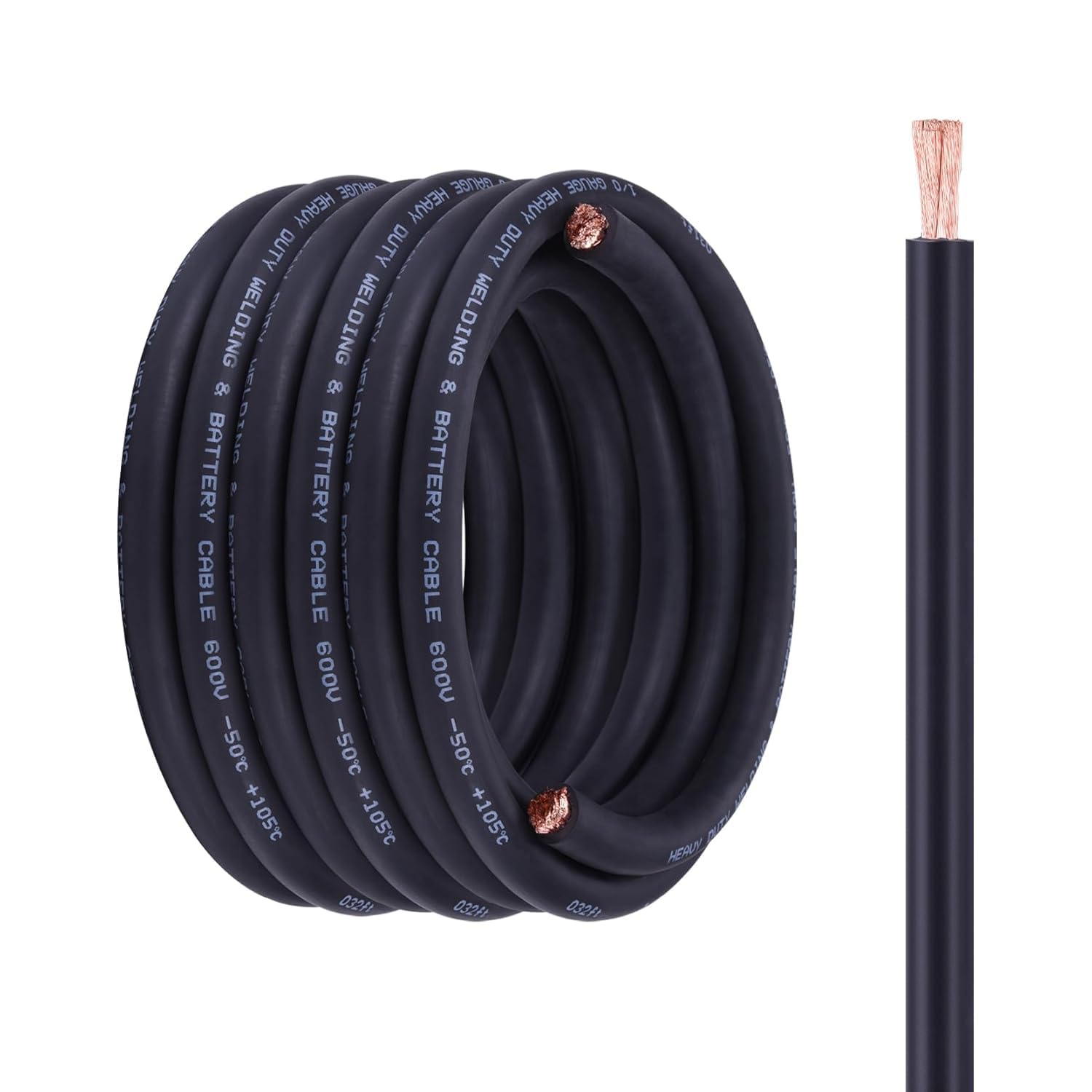 1/0 Battery Cable, 25FT Black 1/0 Wire, 1/0 Welding Cable for Automotive, Battery, Solar and Marine