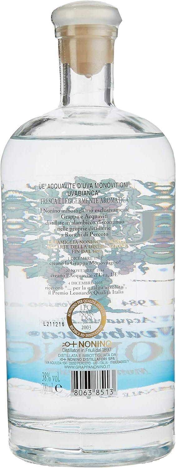 Nonino Grappa Ue Uvabianca Monovitigni 38% vol. in Geschenkverpackung (1 x 0,7 l)