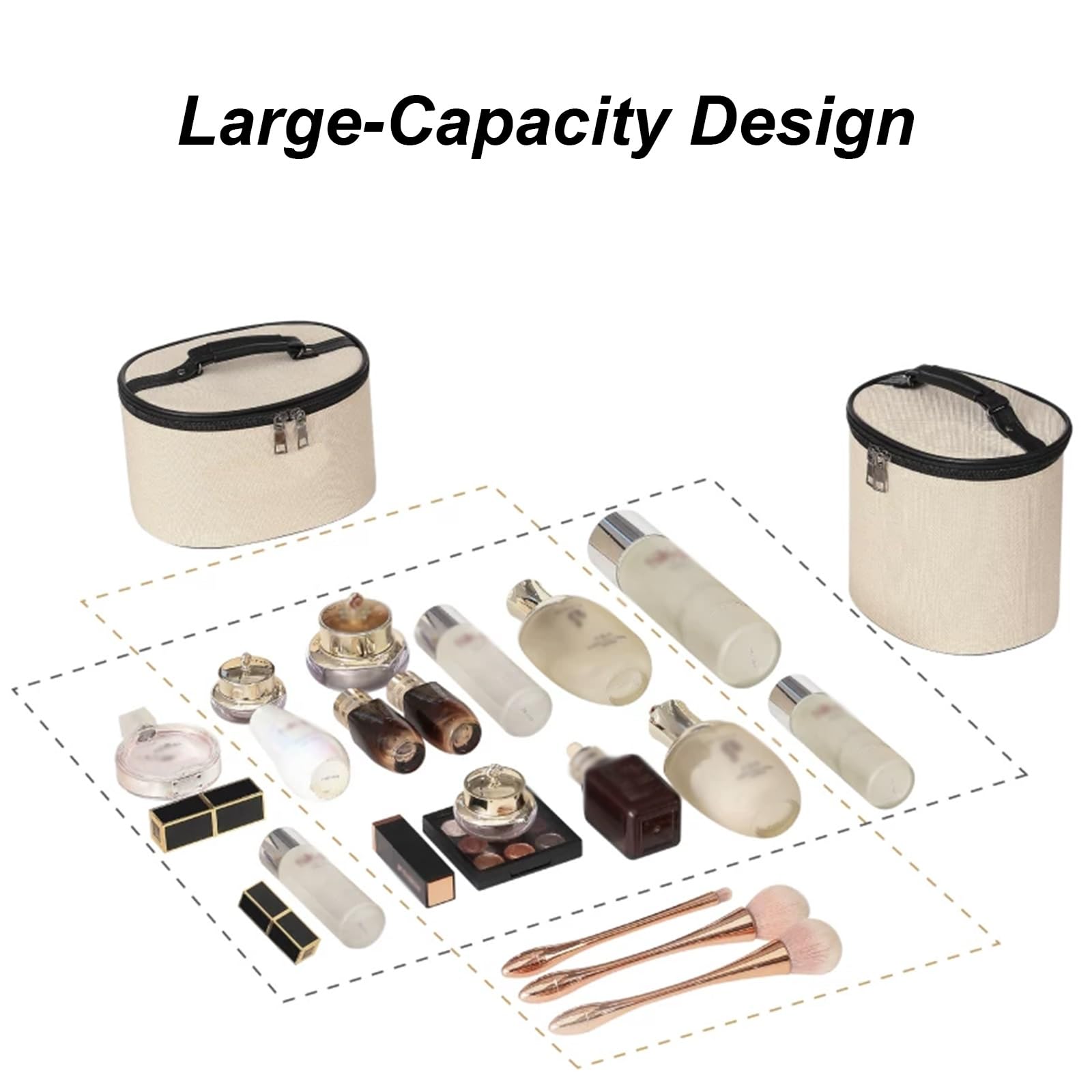Borsa per Il Trucco, Pochette Trucchi Portatile da Donna, Guscio Rigido Rinforzato, Chiusura a Cerniera, Facile Accesso, Scomparti Interni, Struttura Definita e Capiente(White)