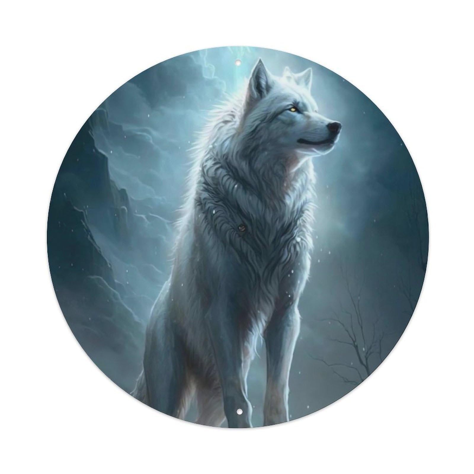 Arctic Animals Arctic Wolves on Snowy Mountains Vintage Metal Tin Sign Plaque Wall Decor for Cafe, Club Bar, Office, Garden Metal Poster 8x8Inch