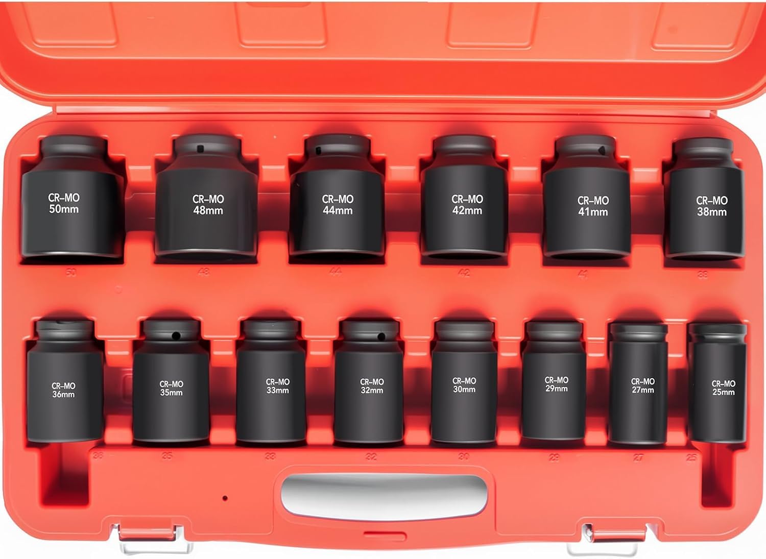 TONYNOL 1/2 Inch Drive Deep Impact Socket Set,6-Point, Metric Sizes(25-50mm),14 PCS,Cr-Mo Steel,Heavy Duty Impact Sockets for Automotive & Industrial