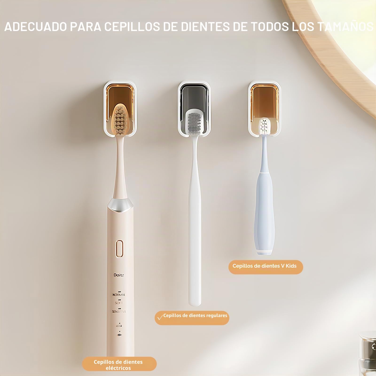 Soportes para cepillos de Dientes montados en la Pared para baño, 2 Soportes autoadhesivos Fuertes para cepillos de Dientes con Tapa, Organizador de Cabezales de Cepillo de Dientes para la Familia