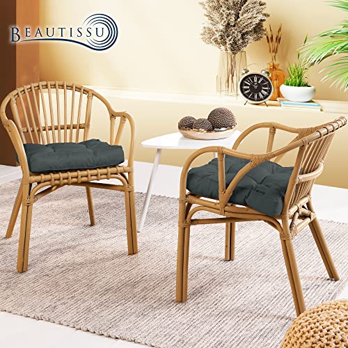 Beautissu Lounge Kissen Outdoor 70x70 cm Grau – Bequemes Sitzkissen Gartenstuhl 10 cm dick Sitzpolster Auflagen für Rattanmöbel Gartenmöbel Polster für Stühle Sessel Stuhlauflage Indoor – xLuna