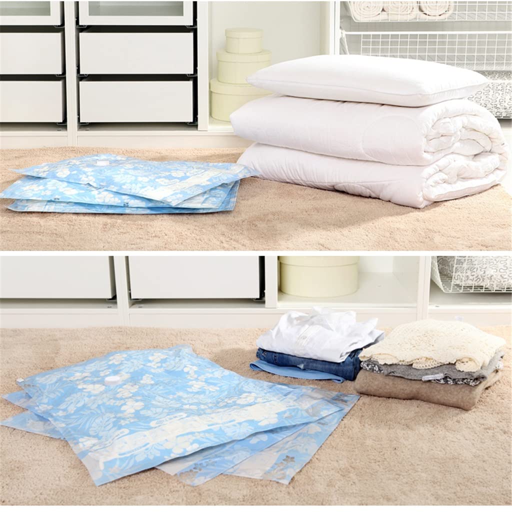 Sac de Rangement sous Vide Sac compressé sous Vide avec Pompe à Main Couverture Vêtements Sac de Rangement réutilisable pour Couette 11 pièces/Ensemble Organisateur de Maison (Style Blanc)