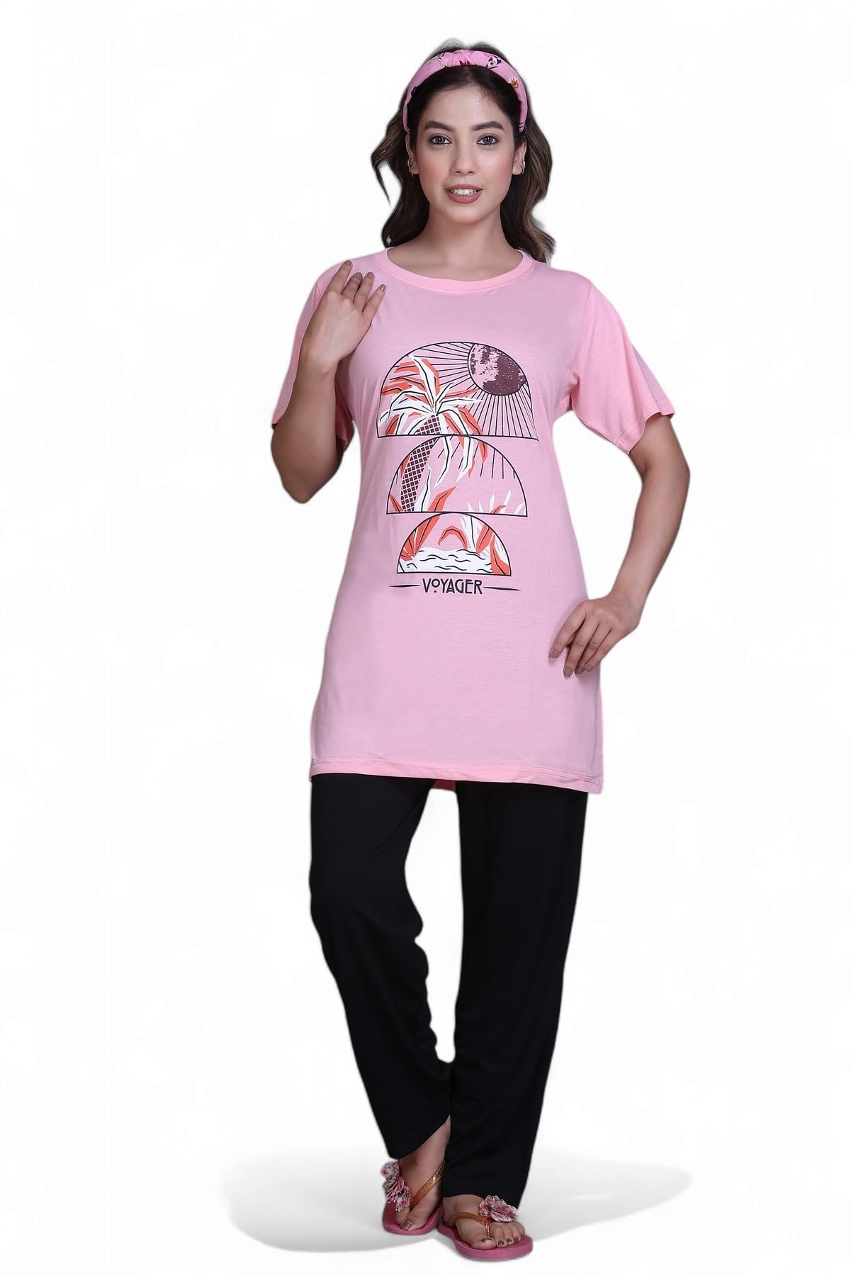 Women's Cotton Printed Night Suit Set – Top & Pajama Set | Soft Relaxed Fit Sleepwear for Women | Long Nightsuit Set for Women-picture-14