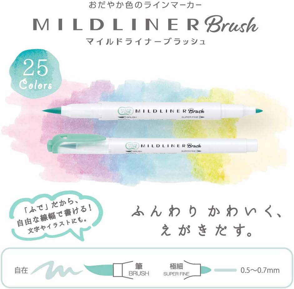 Zebra B-WFT8-MSG Highlighter, Mild Liner Blush, Mild Summer Green, 10 Pieces