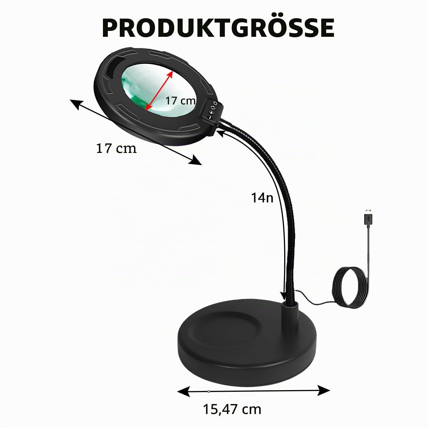 10X Lupe mit Licht und Ständer, 5 Farbmodi und 10 Helligkeitsregeln Lupe mit Licht für Basteln, Lesen, Arbeiten, Malen, Nähen, Reparieren, Naharbeit