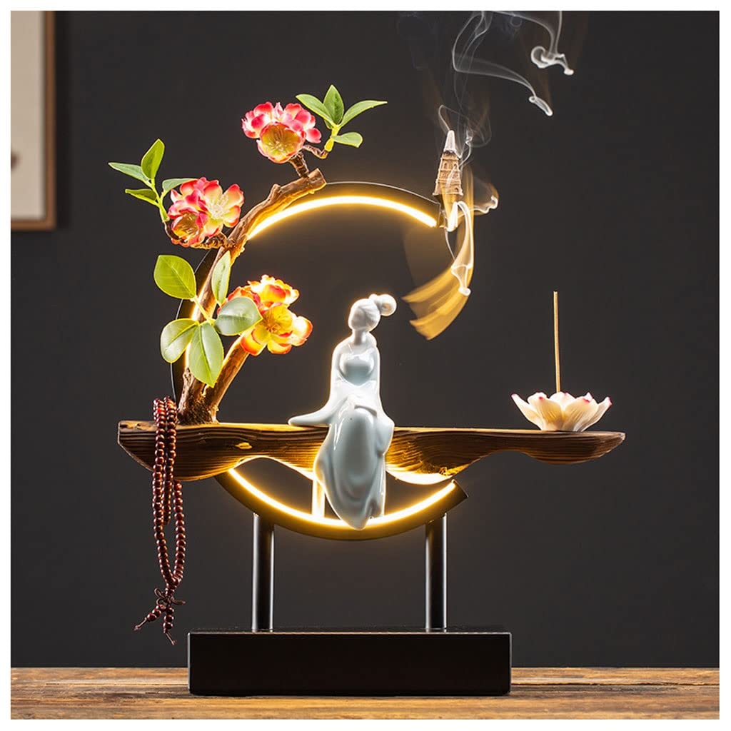 Basxdrfxz C Incense Holder Base Backflow Incense Burner Aromatherapy Reative Personality Zen Fortune Home Living Room Office Decoration(C)