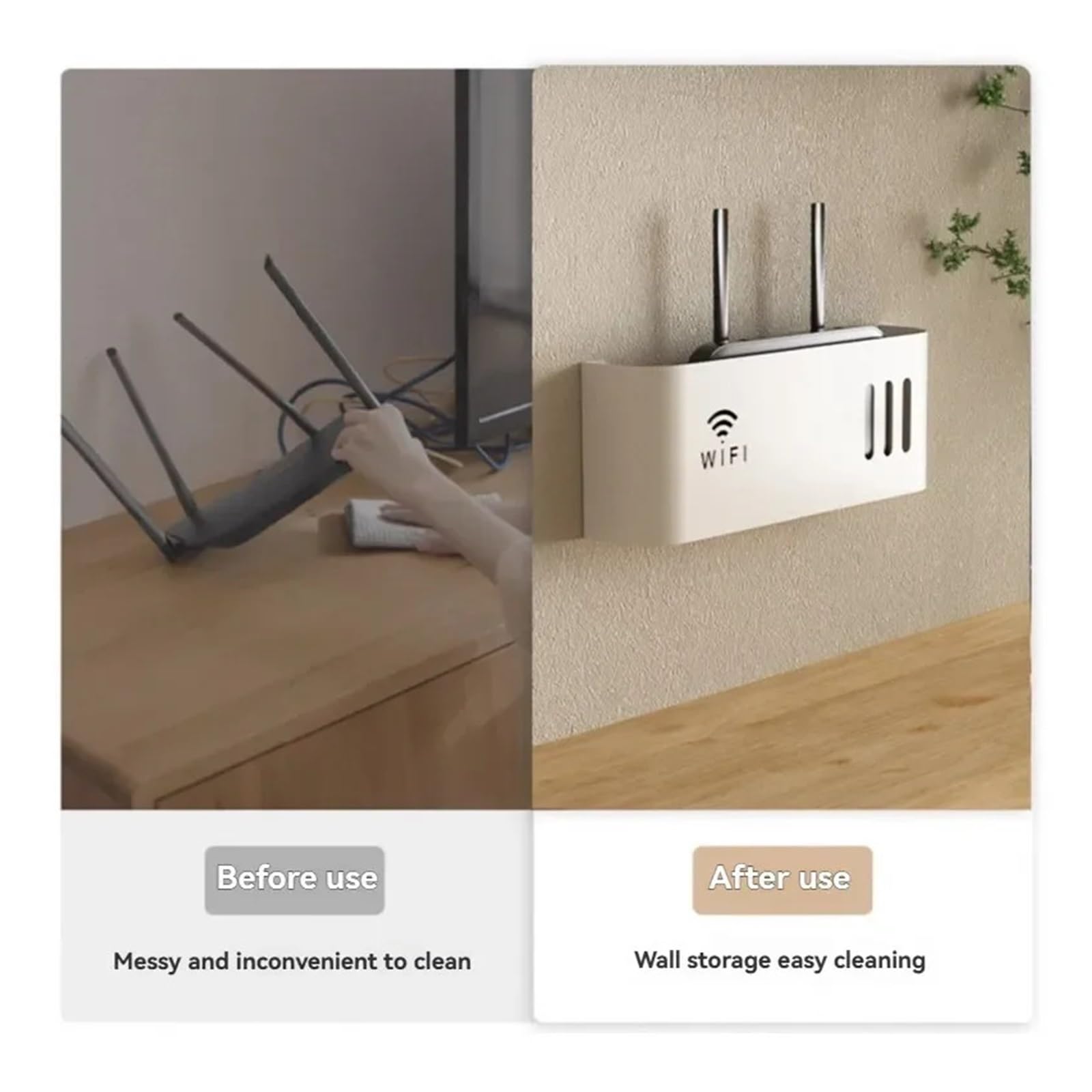 Wand Router Aufbewahrungsbox Behälter Wandmontierte Router-Box Büro-Mediendekor-Konsole WLAN WLAN-Box Drahtlose Aufbewahrungsboxen Rack-Halterung Wandregal(Color 1)