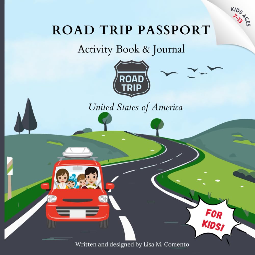 Road Trip Passport Activity Book and Journal for Kids Ages 7-13