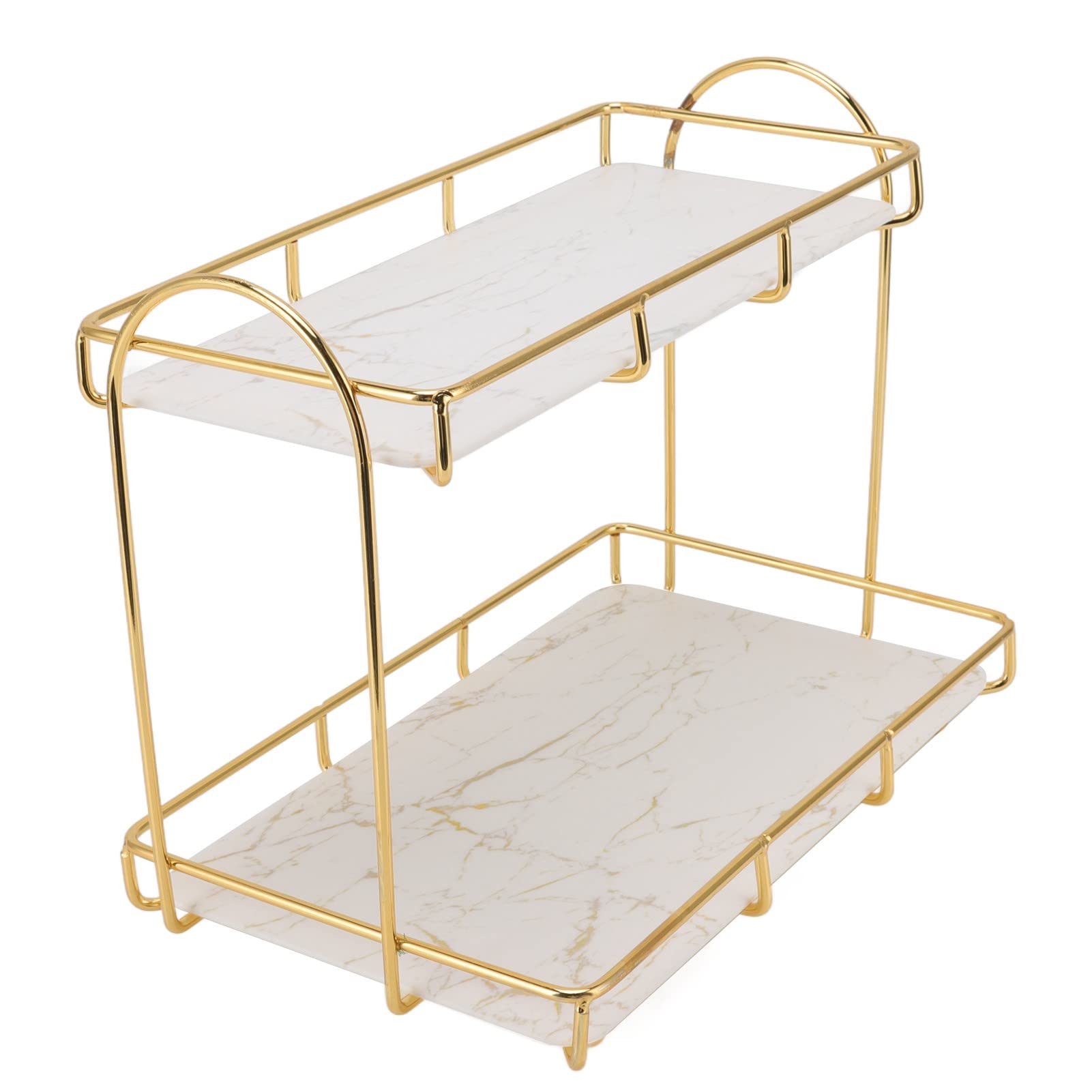 Elegante Estante de Almacenamiento de Baño con Diseño Antideslizante: Estante de Maquillaje de 2 Niveles Dorado y para Organización Versátil | Organizador de Contador de Hierro para (L)