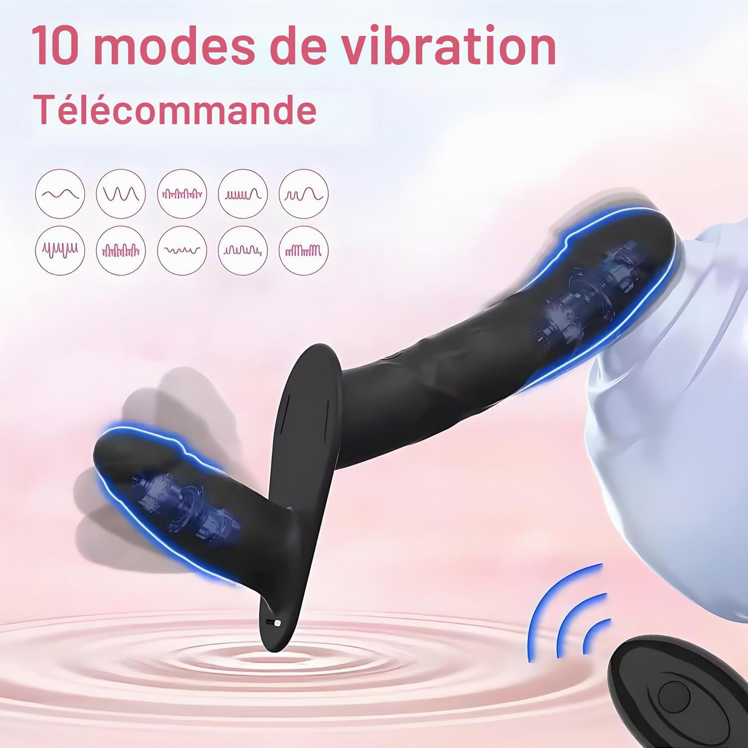 Godes Ceintures Strap On Double Gode Ceinture Couple Hetero Lesbiennes pour Pénétration Femme Homme Vibromasseur Anus Point G et Stimulation Clitoridienne, Ceinture Gode pour Couple Homme Femme (Noir)