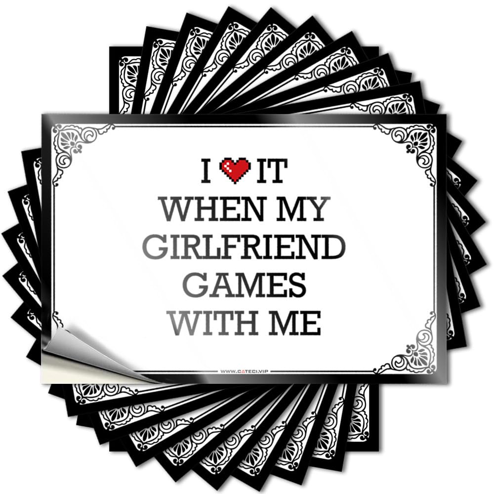 Sticker Cool Room Stuff Durable Vinyl - I Love It When My Girlfriend Games with Me Hard for Science Use(8X12CM)