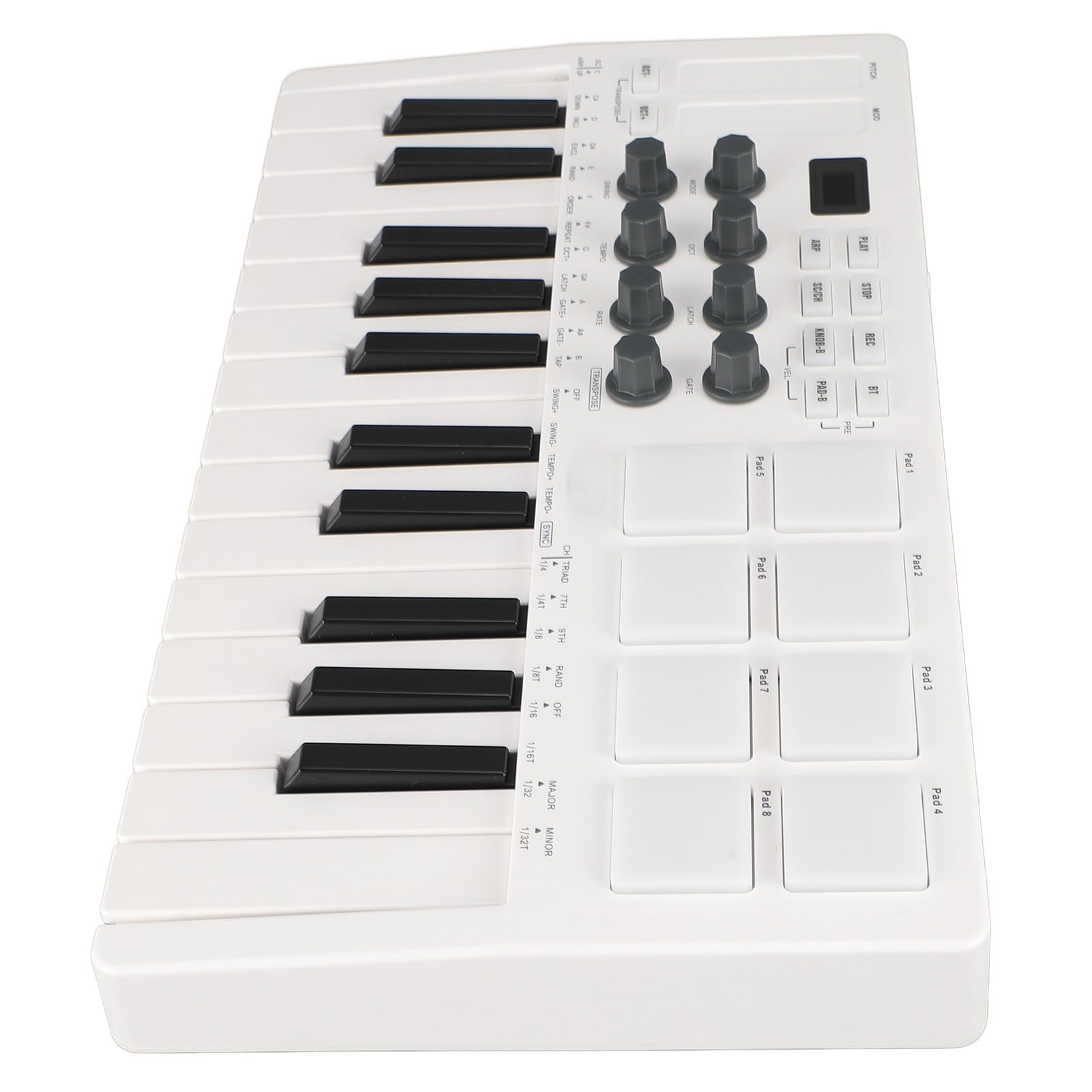 POENVFPO Controlador de Teclado MIDI Compacto con 25 Almohadillas de Tambor Mini -tanque y 8 Retroiluminadas, Ideal para Crear Música en Studio, Hotel BT, Conexión con Cable
