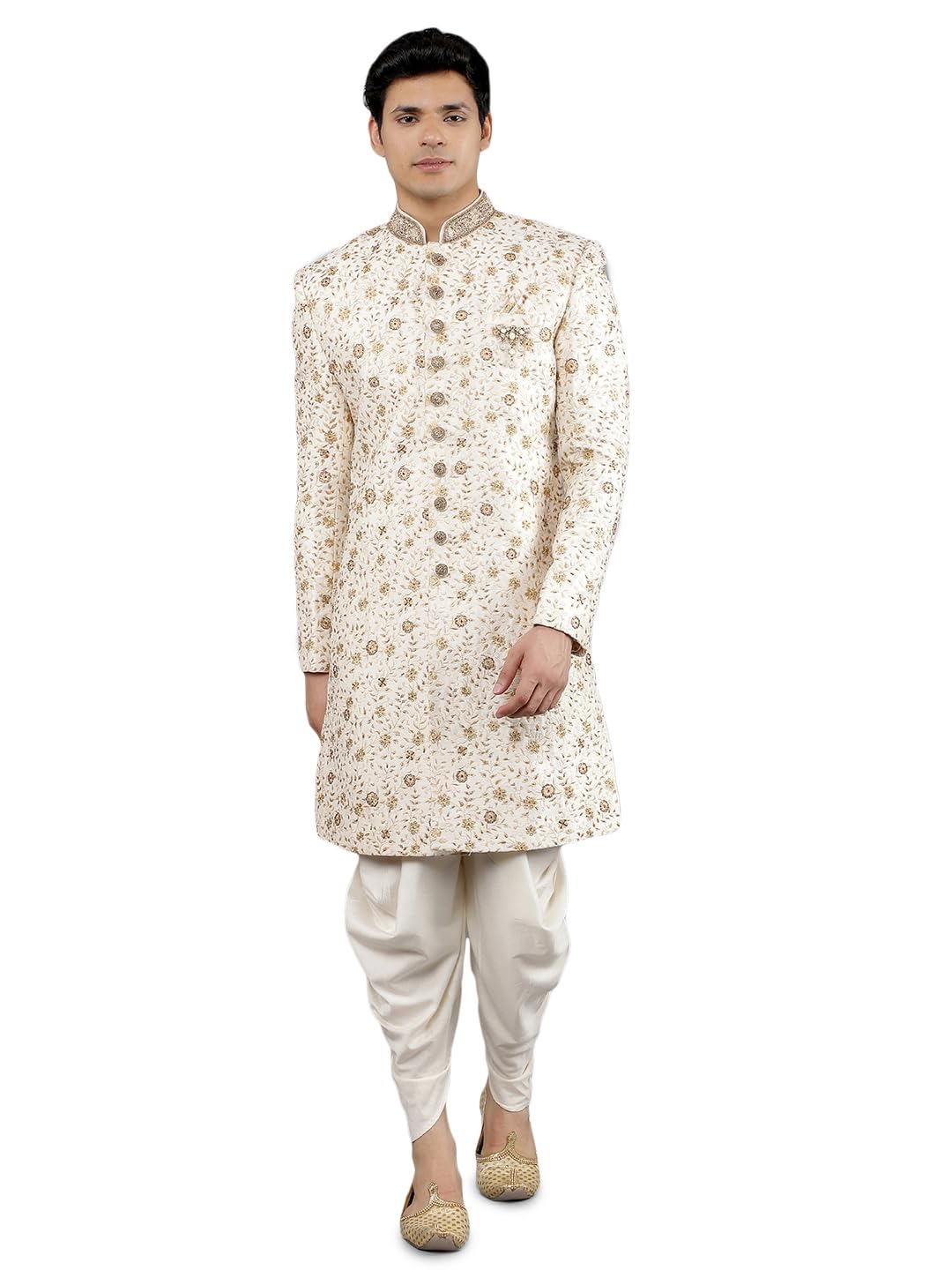 Men's Floral Embroidered Sherwani Set-image-10